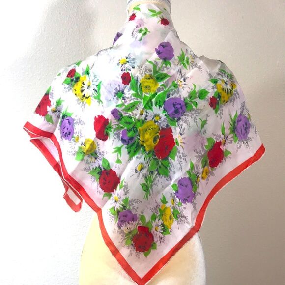 VTG  FLORAL SCARF - Picture 5 of 8